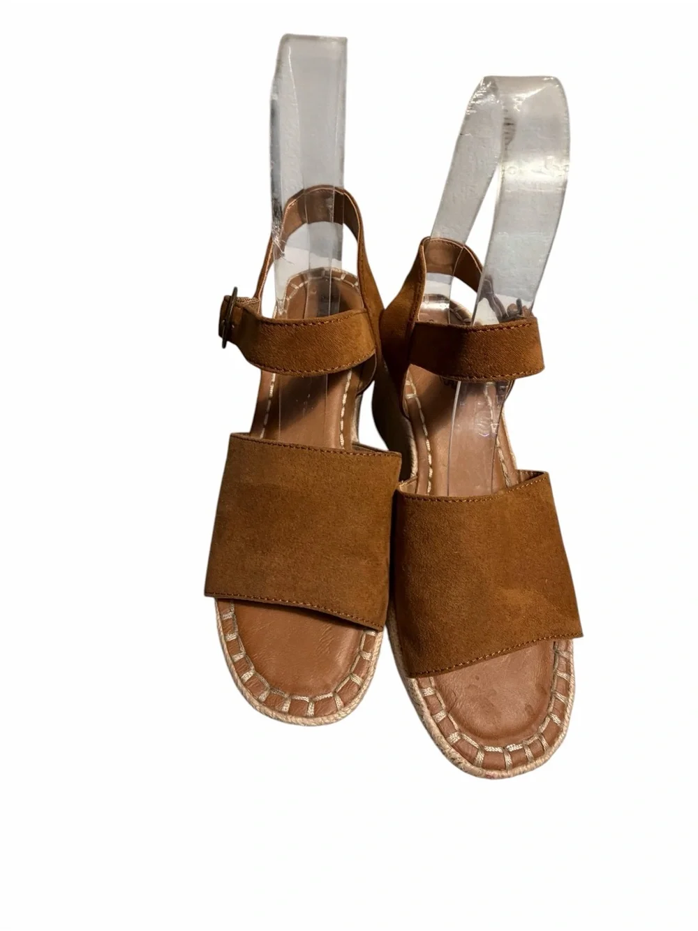 Sechelles Espadrille Suede Open-Toe Ankle Strap Wedge Sandals Sz 7.5